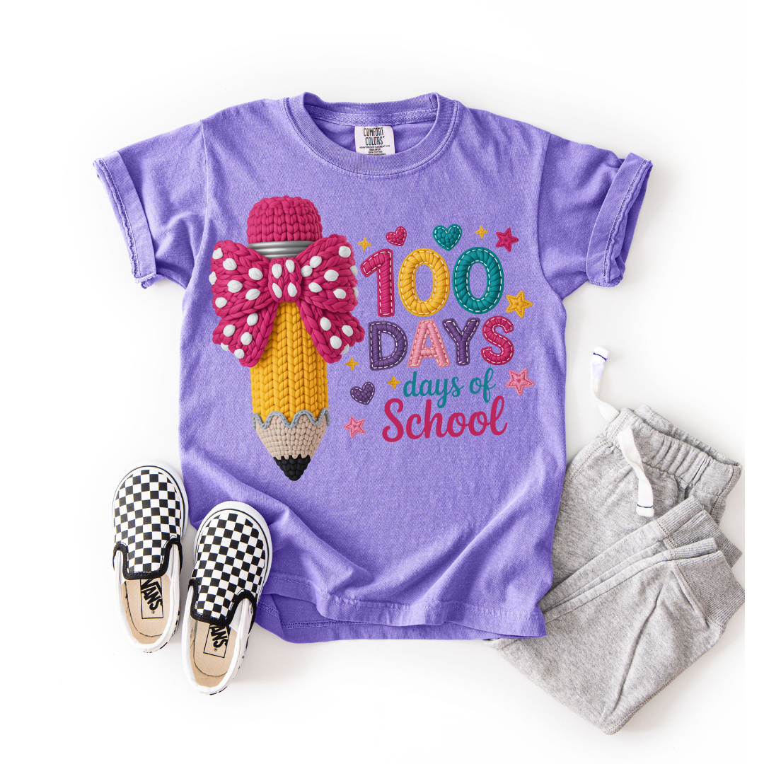 COQUETTE 100 DAYS OF SCHOOL-FAUX YARN-DTF TRANSFER