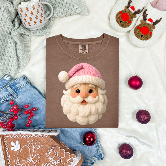 Pink Santa Faux Yarn DTF Transfer