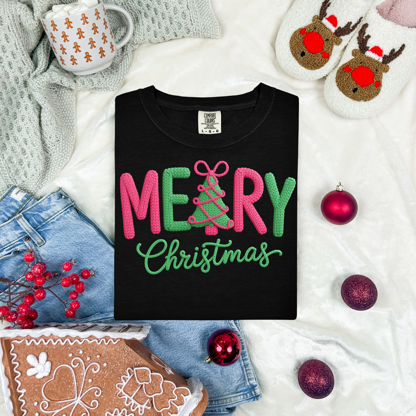 Merry Faux Yarn DTF Transfer